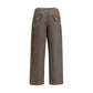 Brown Cotton Casual Pants