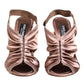 Bronze Satin Ruched Slingback Sandals Shoes