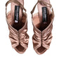 Bronze Satin Ruched Slingback Sandals Shoes