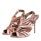 Bronze Satin Ruched Slingback Sandals Shoes