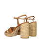 Brown Leather Platform Sandals
