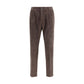 Brown Cotton Casual Pants