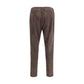 Brown Cotton Casual Pants