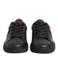 Black Leather Crystal Heart Low Top Sneakers  Shoes