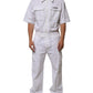 White Barcode Patch Utility Zip Jumpsuit Pants