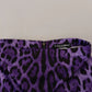 Purple Leopard Print Pencil Cut Mini Skirt