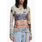 Beige Viscose Women T-Shirt