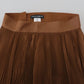Beige Longuette Plisse Chiffon Midi Skirt