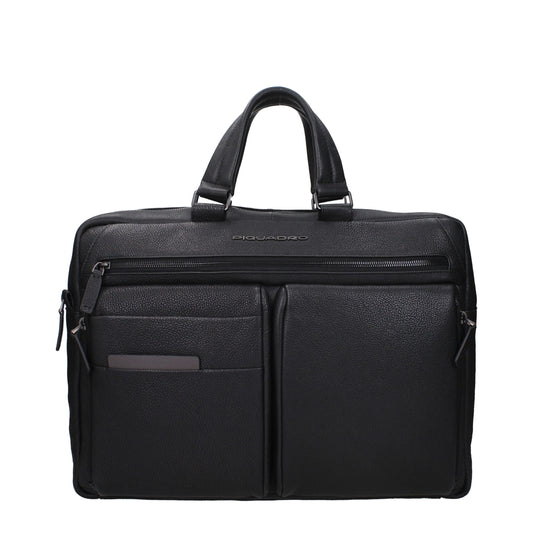 Black Leather Business And Laptop Bag