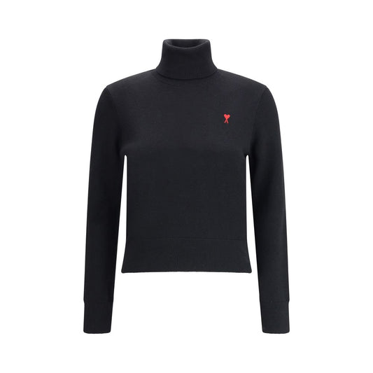 Black Merino Wool Turtleneck