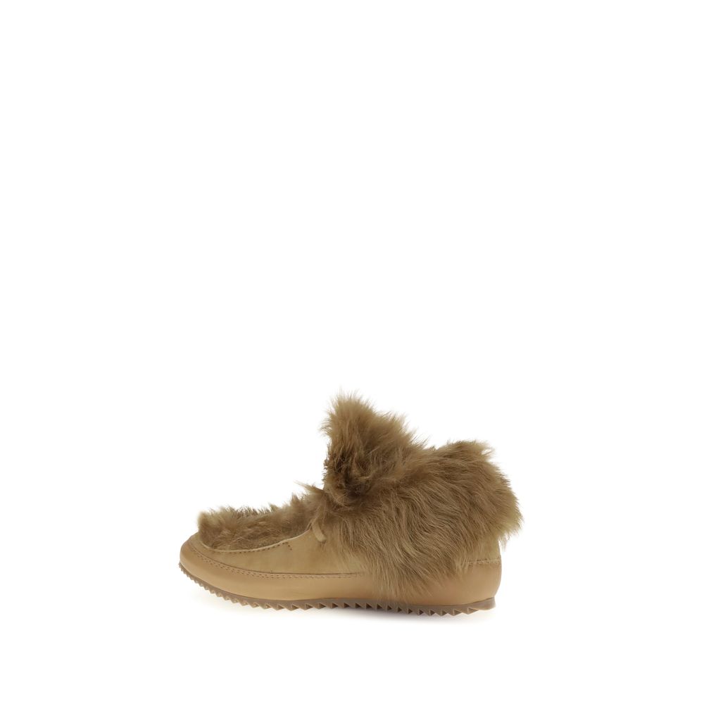 Beige Leather Ankle Boots