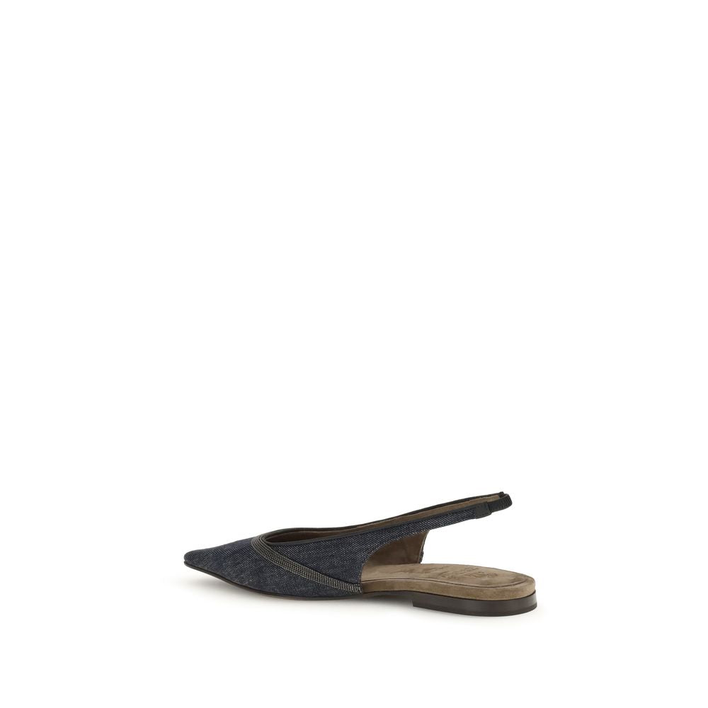 Blue Cotton Ballet Flats