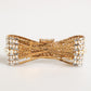 Gold Brass Glas Crystal Faux Pearl Embellished Brooch