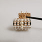 Gold Brass Glas Crystal Faux Pearl Embellished Brooch