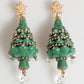 Gold Brass Multicolour Christmas Tree Earrings