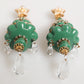 Gold Brass Multicolour Christmas Tree Earrings