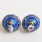 Gold Brass Blue Christmas Ball Crystal Drop Clip On Earrings