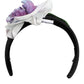 Black Green Silk Purple White Floral Appliqué Accessory Headband