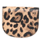 Brown Leopard Print Calf Leather Small Coin Purse Wallet