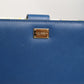 Blue Leather Continental Tile Print Zip Card Holder Purse Wallet