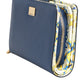 Blue Leather Continental Tile Print Zip Card Holder Purse Wallet