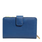 Blue Leather Continental Tile Print Zip Card Holder Purse Wallet