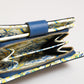 Blue Leather Continental Tile Print Zip Card Holder Purse Wallet