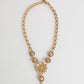 Gold Brass Crystal Pearl Purple Floral Pendant Jewelry Necklace