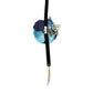 Blue Floral Appliqué Velvet Choker Crystal Beads Necklace