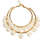 Gold Brass Faux Pearl Crystal Statement Luxury Jewelry Necklace