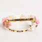 Gold Floral Tiara Pink Roses Crystal Crown Headband