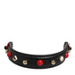 Black Embellished Leather Bag Handle Women Shoulder Strap