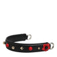 Black Embellished Leather Bag Handle Women Shoulder Strap