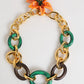 Multicolor Gold Brass Tiger Lily Floral Chai Necklace