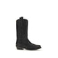 Black Recycled Leather Lace-Up Boots