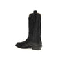 Black Recycled Leather Lace-Up Boots