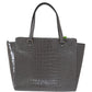 Grey Croc Embossed Leather Elissa Bristol Drive Tote Handbag Bag