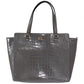 Grey Croc Embossed Leather Elissa Bristol Drive Tote Handbag Bag