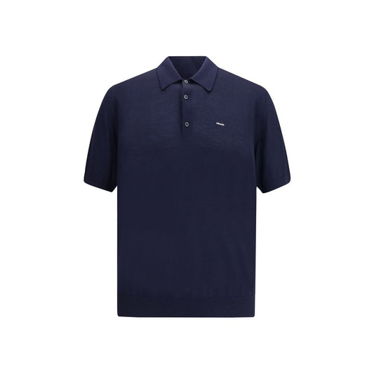 Blue Fleece Wool Polo Shirt