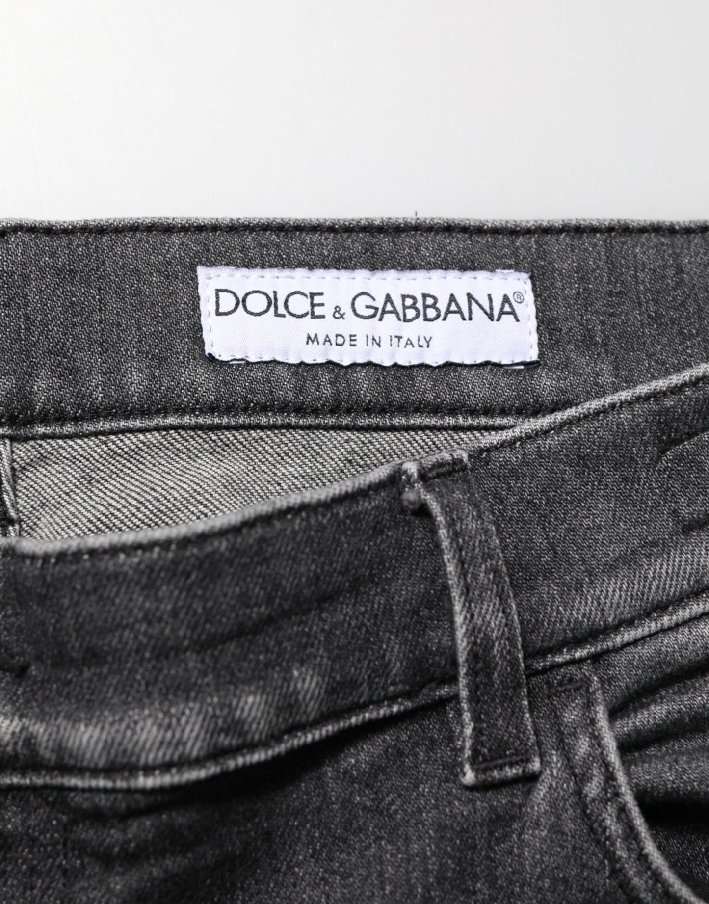 Black Gray Wash Slim Fit Straight Leg Denim Jeans
