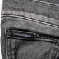 Black Gray Wash Slim Fit Straight Leg Denim Jeans