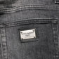 Black Gray Wash Slim Fit Straight Leg Denim Jeans