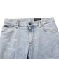 Light Blue Distressed Slim Fit Ripped Denim Jeans