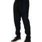 Black Cotton Logo Men Jogger Sweatpants Pants