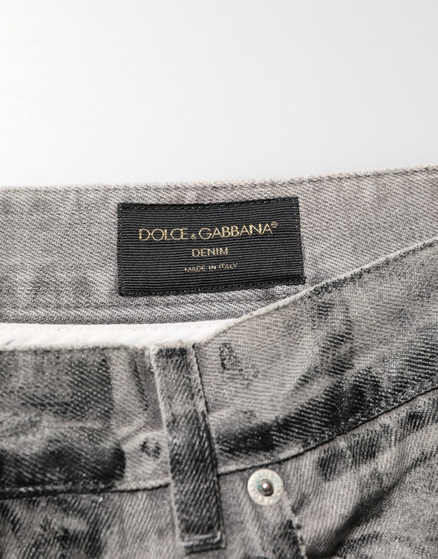 Black Grey Graphic Print Denim Pants Jeans