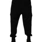 Black Cotton Blend Cargo Joggers Drawstring Pants