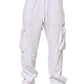 White Cotton Cargo Trousers Logo Patch Pants