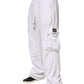 White Cotton Cargo Trousers Logo Patch Pants