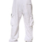 White Cotton Cargo Trousers Logo Patch Pants