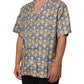 Cream Cotton Silk Hawaii Scallop Shell Print Shirt